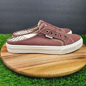 Taos Ez Soul Shoes Women's 10 Burgundy Canvas Casual Comfort Slip On Mules